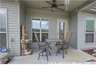 Nice back patio has ceiling fan & cable connection