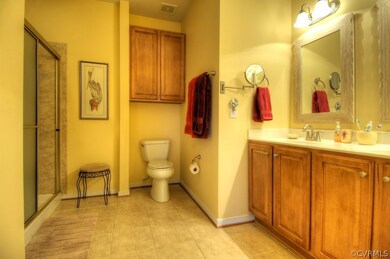 Higher sink counters, beautifully tiled shower, an