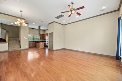 The thoughtful open-concept design connects the li