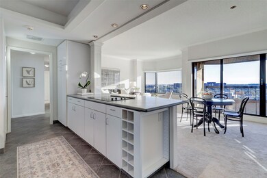 Kitchen view looking towards the living and dining