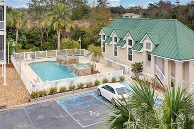 View of pool from front door.