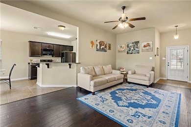 View from living room back toward kitchen