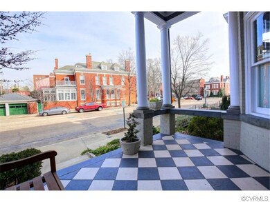 Front porch overlooks the convergence of Park Ave. and Stuart Ave. where it intersects with Allen Ave. and has been basically rebuilt; footing, column, slate and metal roof repair with the addition of new downspouts and lighting. With Meadow Park in 