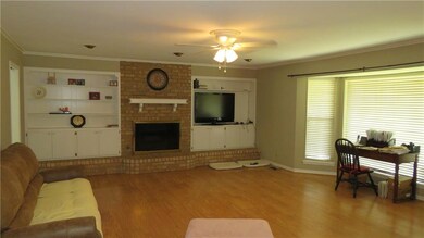 Large living took with built-ins, fireplace and ba