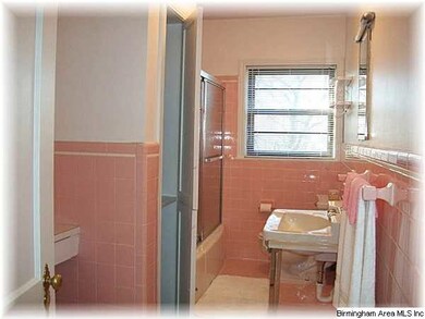 Ceramic tile bath with pretty pinks, tub shower co