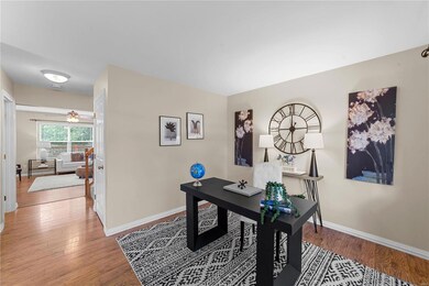 Home office space, playroom or living room.