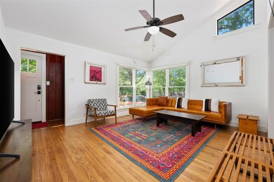 Living area featuring light wood finished floors,