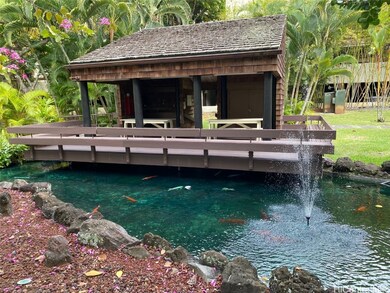 Recreation area with koi pond