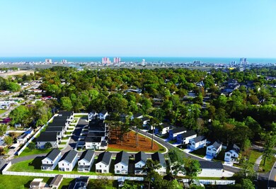 Aerial perspective of suburban area