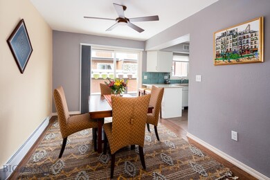 Dining room is bright with patio access