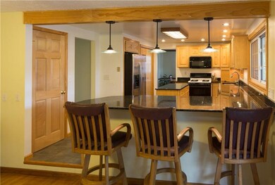 View of the very large kitchen with new granite co