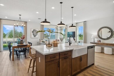 Kitchen overlooking dining area and great room