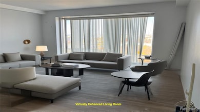 Living room with wood finished floors