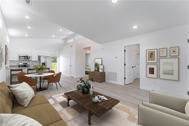 Staged room of same floor plan.