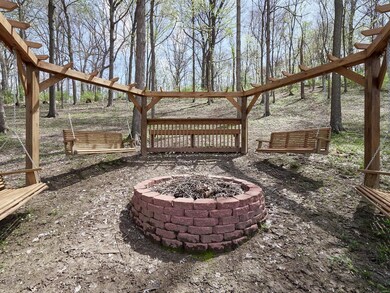 Custom bench swing set and firepit