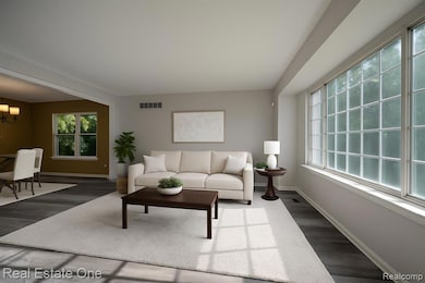 Living Room View into Dining Room