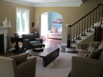 Living room with wood floors