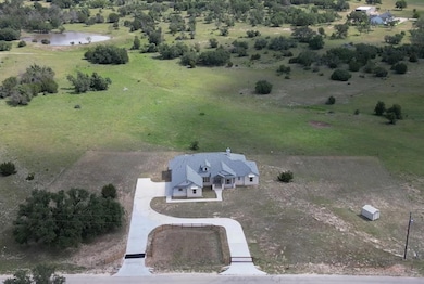 View from above of property featuring a large bod