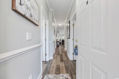 Corridor featuring dark hardwood / wood-style floo