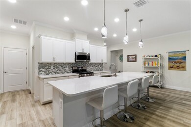 The island is a focal point of this house and has