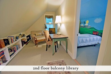 2nd floor balcony library, label