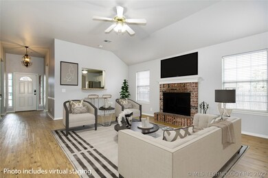The spacious living room has been virtually staged