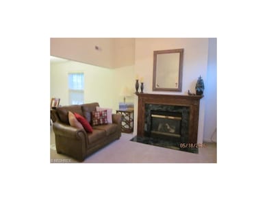 Vaulted living room with gas fireplace