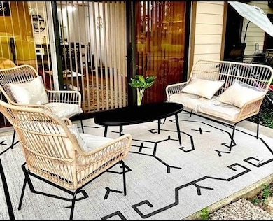 Outdoor patio overlooks the golf course