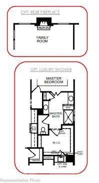 Gas fireplace & luxury owner's shower