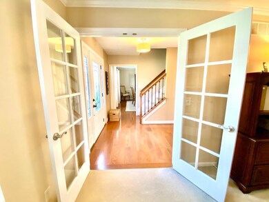 Crisp white doors are freshly painted throughout the home.