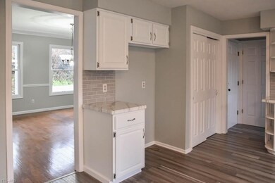 Kitchen has a pantry.