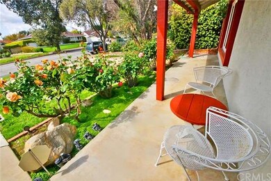 Front porch and rose garden