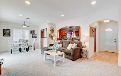 View from family room toward the pretty front door