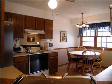 An overview of the kitchen viewed through the wind
