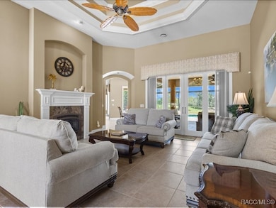 Living room with designer fireplace