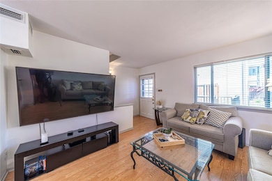 Living room featuring wood finished floors and vis