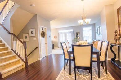 View from kitchen into dining and living room.
