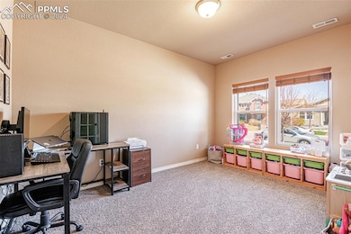 Home office with new carpet floors