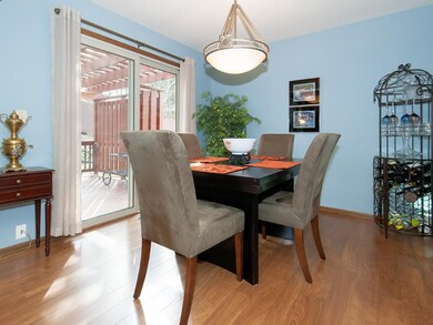 The formal dining room leads to the beautiful deck