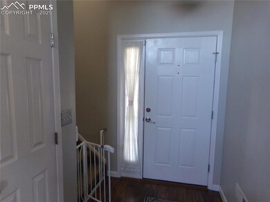 Entrance foyer with dark wood-style floors