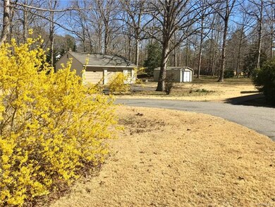 Side view of driveway and back yard