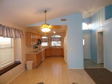 Kitchen opens to eating area