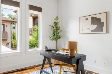 Office space with wood finished floors