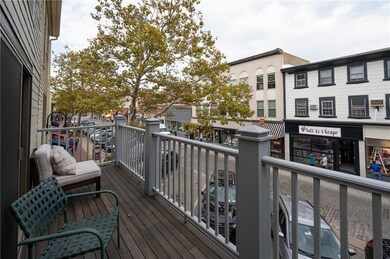 East facing deck with a high above view to the act