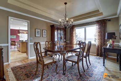 Tray ceiling in the dining room