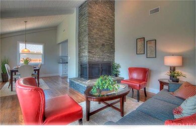 Ledger stone fireplace with glass beads and custom