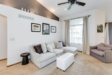 Vaulted ceilings with fan/upshot lighting and beau