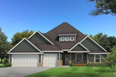 View of front facade featuring board and batten siding, a front lawn, roof with shingles, a garage, and concrete driveway