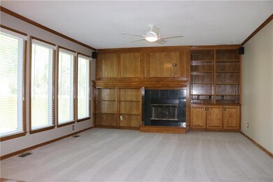 Large family room with built-ins