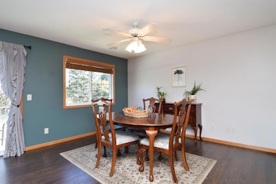 The spacious dining area easily fits a large table and still leaves room for extra furniture or decorative touches.
